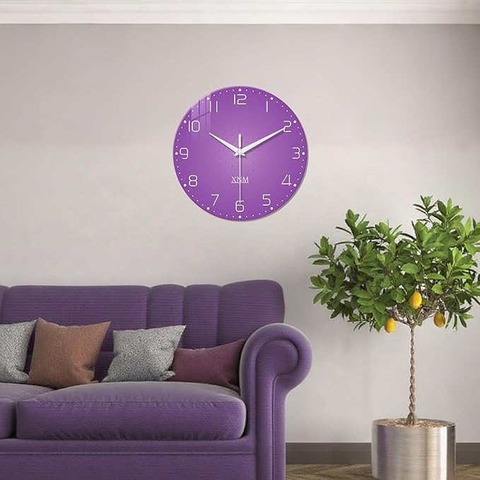XNM Purple Wall Clock for Girls Bedroom 24 Inch Minimalist Large Wall Clocks - Image 5