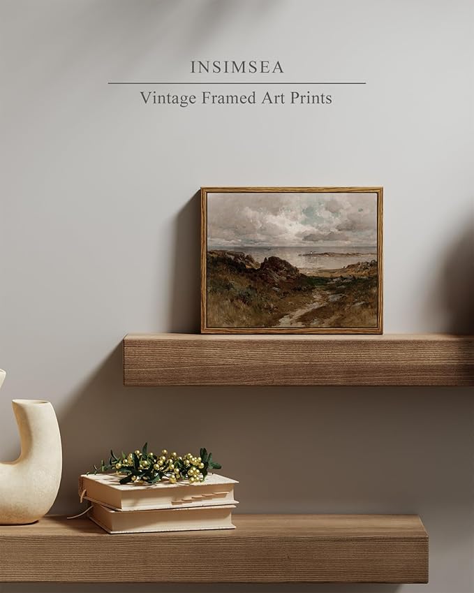 InSimSea Framed Canvas Wall Art Vintage Decor, Seaside Path Wilderness - Image 4