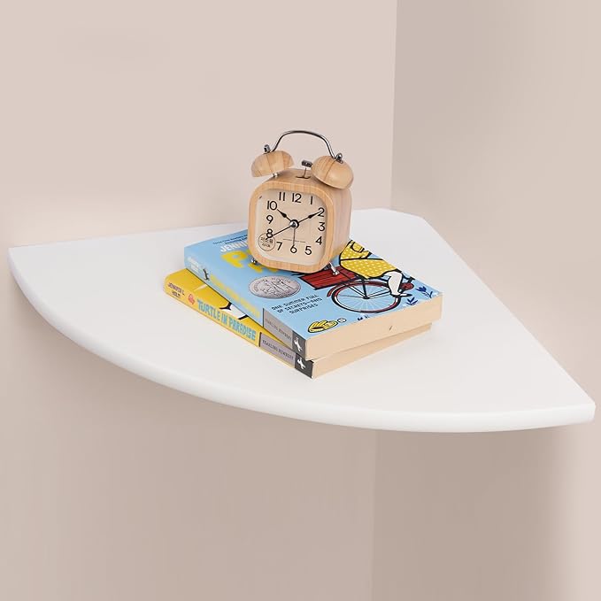 Gieanoo White Corner Wall Shelf 16inch Solid Oak Wood Floating Corner Shelf by GIEANOO