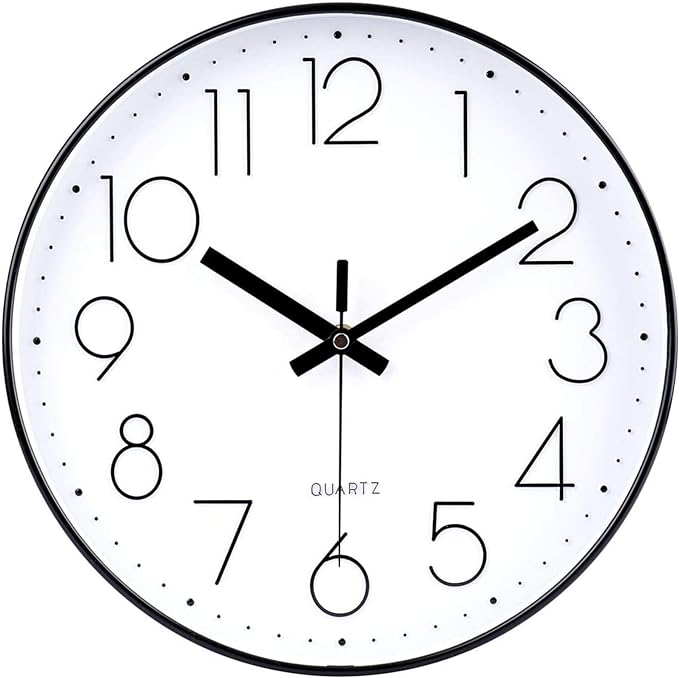 8 Inch Small Black Wall Clocks Silent Non Ticking Battery Operated by HorizentWallClock