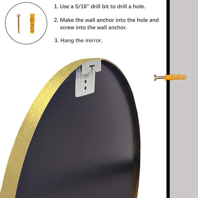 Sunniry Gold Circle Mirror, Round Mirror 20 inch, Round Wall Mirrors - Image 7