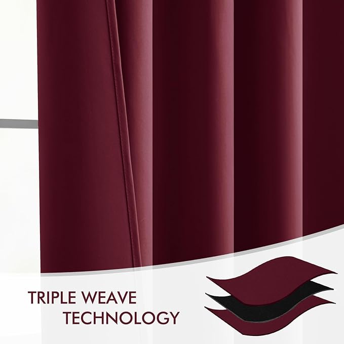 MIULEE Christmas Wine Red Back Tab Blackout Curtains 84 Inch Length 2 Panels Set - Image 7