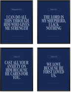 Locomiss Navy Blue Christian Wall Art Decor, Modern Bible Verse Prints by Unknown