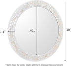 Mosaic Mirrors for Wall 30 Inch, Natural Mother of Pearl Inlay White Framed - Image 3