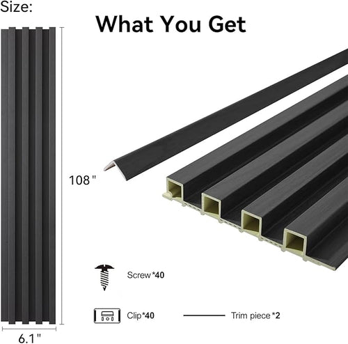 8-Pack WPC Wall Panels 108’’ x 6.1’’ 3D Slat Wall Panel Acoustic Wall Paneling - Image 2