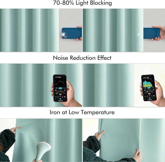 MIULEE Aqua Back Tab Blackout Curtains 84 Inch Length 2 Panels Set - Image 5