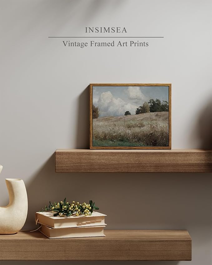 InSimSea Framed Canvas Wall Art Vintage Decor, The Vast Grassland Framed Wall - Image 4