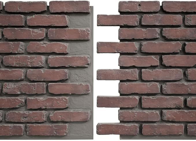 EverStone Aged Brick Faux Brick Panel, 46 7/8"W x 27"H x 1 1/4"D, Stratus Color - Image 8