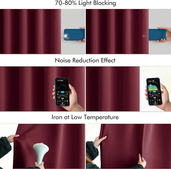MIULEE Christmas Wine Red Back Tab Blackout Curtains 84 Inch Length 2 Panels Set - Image 5