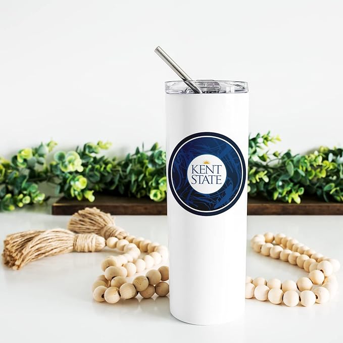 Kent State University Skinny Tumbler, Water Tumbler, Stainless Steel Tumbler, Tumbler Cup, Tumbler with Straw and Lid, Double Wall, Stainless Tumbler (Kent State University #15)
