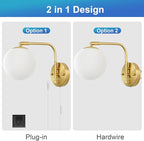 VATONI Wall Sconces Plug in, Dimmable Swing Arm Wall Lights - Image 7