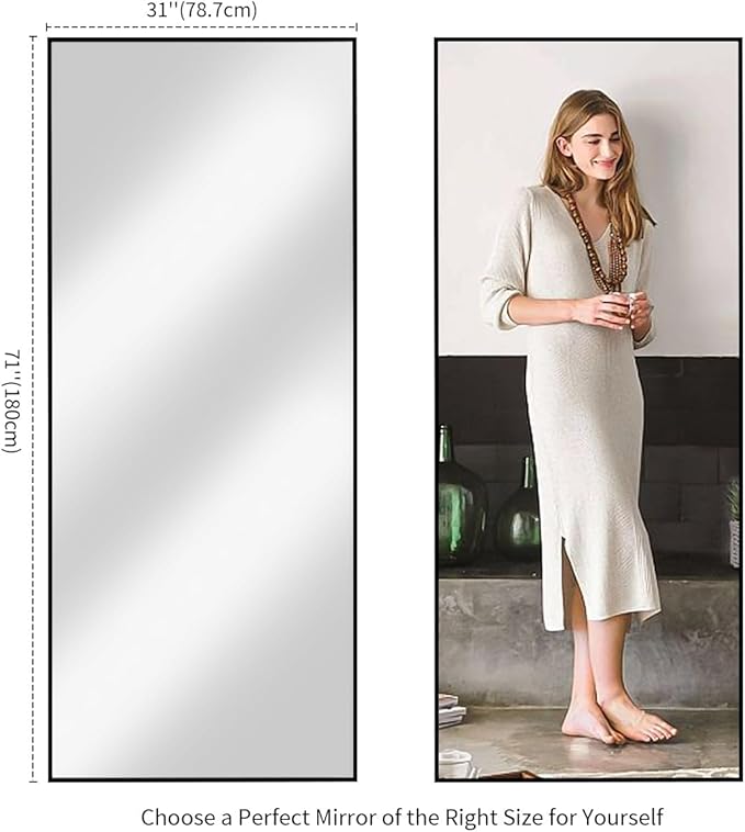 Koonmi 71"x30" Floor Mirror Full Length, Bedroom Floor Body Mirror - Image 6