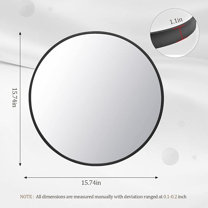 HARRITPURE Round Mirror 15.7" Black Wall Mounted Circle Mirror - Image 5