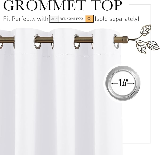 RYB HOME Extra Long Curtains Light Block Soundproof Privacy Blinds - Image 2