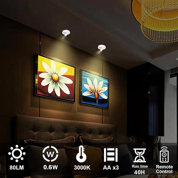 HAMVIDNE LED Spotlight, Battery Operated Picture Lights, Indoor Uplight - Image 5