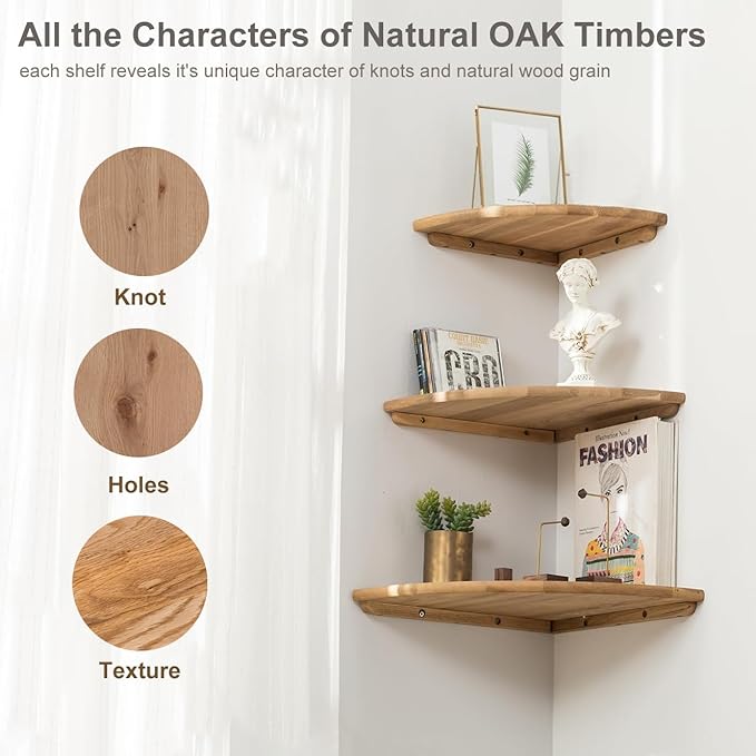 Corner Shelves, Floating Corner Shelf, Round End Wall Mount Display Shelf - Image 5