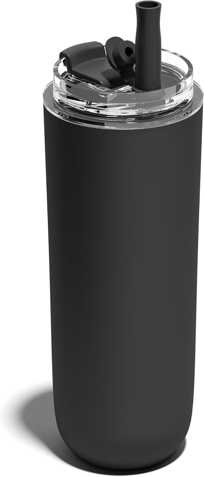 16 oz Insulated Coffee Tumblers, Travel Coffee Tumblers with Straw, Double-Wall Stainless Steel Tumbler, Leak Proof Tumbler, Reusable Cups with Lids for lced and Hot Drinks (Black)