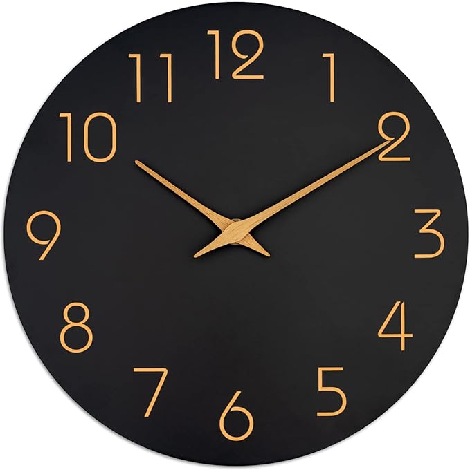 Mosewa Large Wall Clock 16 Inch Black Battery Operated Silent Non Ticking by MOSEWAWALLCLOCK