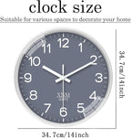 XNM Minimalist Wall Clocks Battery Operated 14 Inch Grey Wall Clock Decorative - Image 3