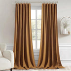 MIULEE Golden Brown Back Tab Blackout Curtains 102 Inch Long 2 Panels Set - Image 9