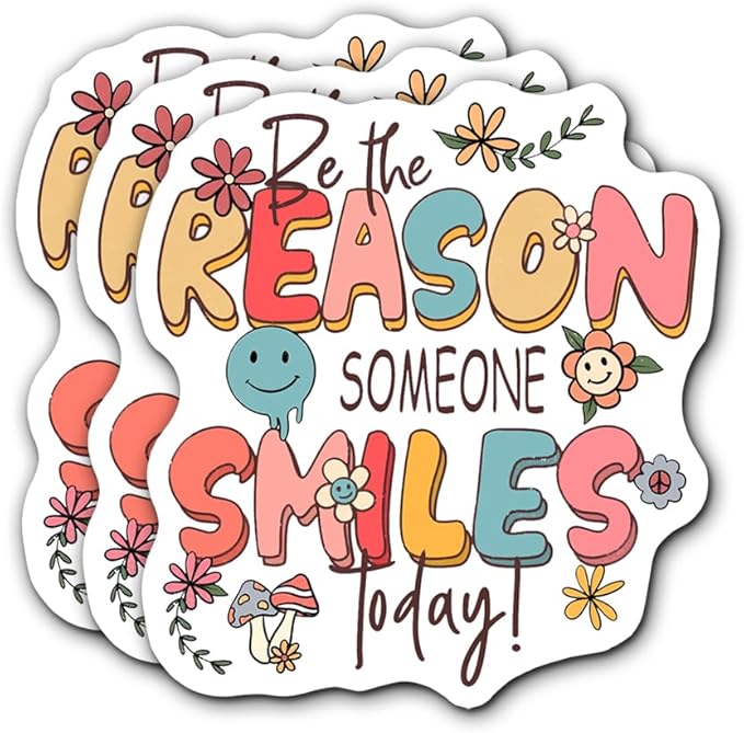 Be The Reason Someone Smiles Today Stickers 3Pcs Motivational Inspirational Quote Stickers Vinyl Waterproof Decals for Notebook, Tumbler, Laptop and Water Bottle