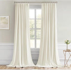 MIULEE Cream Back Tab Blackout Curtain 96 Inch Long 2 Panels Set - Image 9