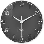 XNM Dark Grey Wall Clock for Bedroom Glass Modren Simple Wall Clock Battery by XNMwallclock