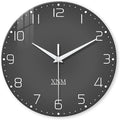XNM Modern Glass Minimalist Wall Clocks Battery Operated 12 Inch Analog Dark by XNMwallclock