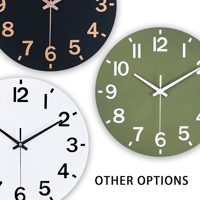 HZDHCLH Wall Clock 8 Inch Silent Non Ticking Wood Battery Operated Green Wooden - Image 4