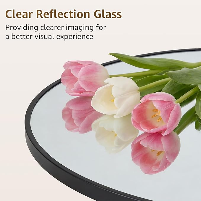 DUMOS 20 Inch Round Wall Mirror, Bathroom Mirror - Image 3
