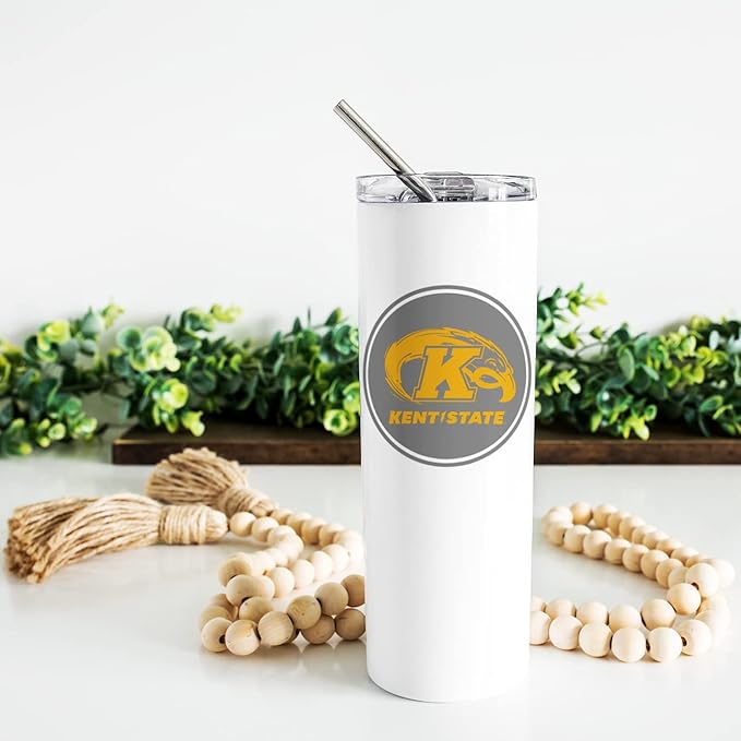 Kent State University Skinny Tumbler, Water Tumbler, Stainless Steel Tumbler, Tumbler Cup, Tumbler with Straw and Lid, Double Wall, Stainless Tumbler (Kent State University #7)