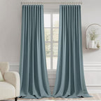 MIULEE Greyish Blue Back Tab Blackout Curtains 120 Inch Long 2 Panels Set - Image 9