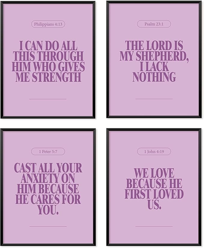 Locomiss Purple Christian Wall Art Decor Posters, Modern Bible Verse Prints by Unknown