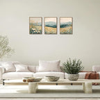 KISSFOX 3 Piece Framed Wildflower Wall Art Floral Wall Decor Landscape Flower - Image 3