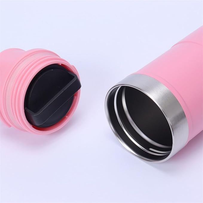 16OZ Trigger Action Travel Mug - 500ml BPA Free Insulated Stainless Steel Coffee Tumbler, Leak-Proof Wide Mouth Design for Commuters, Sports & Outdoor Enthusiasts (Pink)