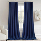 MIULEE Navy Blue Back Tab Blackout Curtains 102 Inch Long 2 Panels Set - Image 9