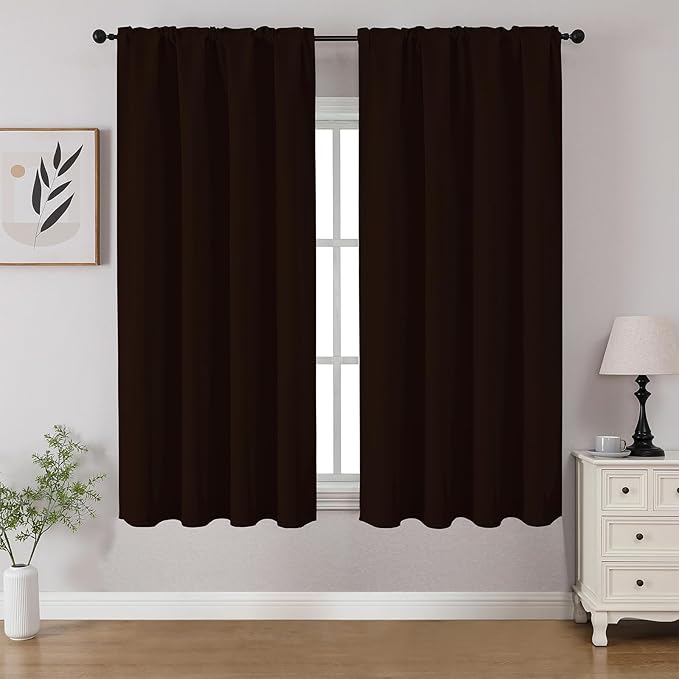 CUCRAF Blackout Curtains 45 inch Length 2 Panels Set, Rod Pocket Room Darkening by CUCRAF