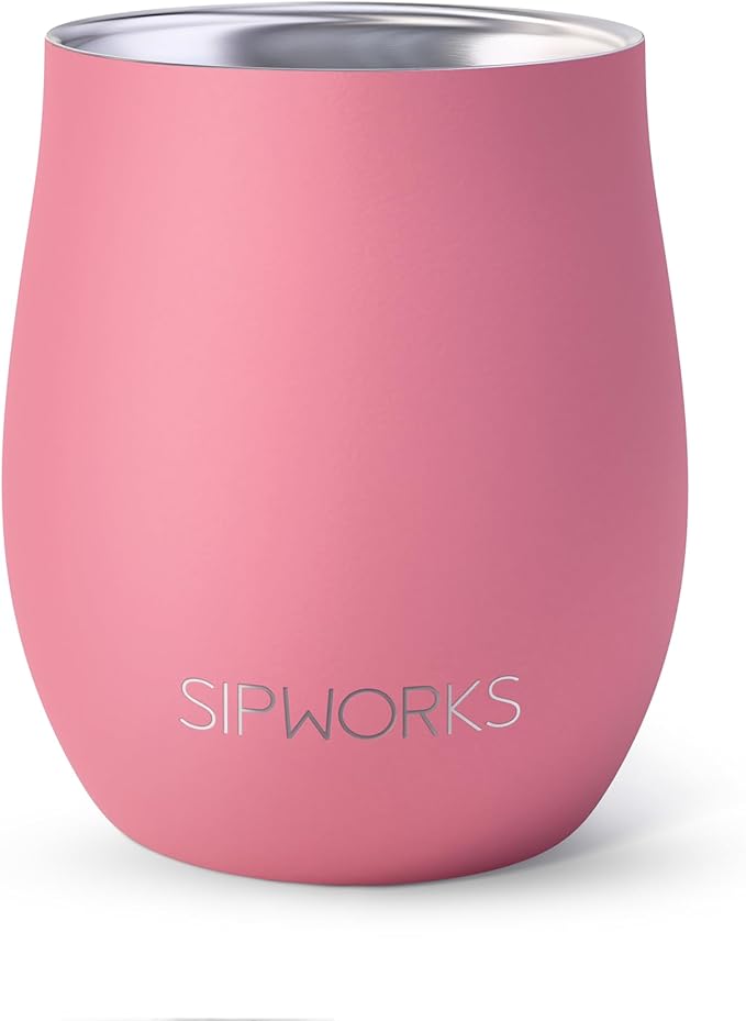 Sipworks Insulated Whiskey Tumbler - 8 oz Stainless Steel Bourbon Lowball Tumbler with Double Walled Vacuum Insulation - Spill Resistant Cocktail Nosing Glass Mug | Travel & Parties - Bubblegum
