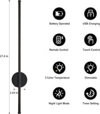 Battery Operated Modern Wall Sconces, Dimmable Wireless Wall Light Set of Two - Image 5
