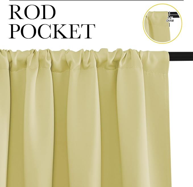 NICETOWN Window Curtains Blackout Drapes, Paler Yellow, 1 Pair, 52 by 84-Inch - Image 2