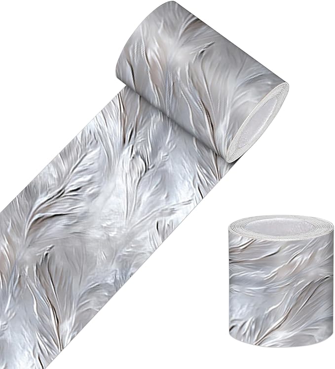 HOMETITUTE Wallpaper Border Peel and Stick Marble Silver Texture Decorative by HOMETITUTE