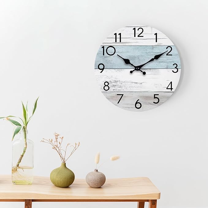 KECYET Wall Clock Silent Non-Ticking Wooden Clocks Battery Operated 10 Inch - Image 9