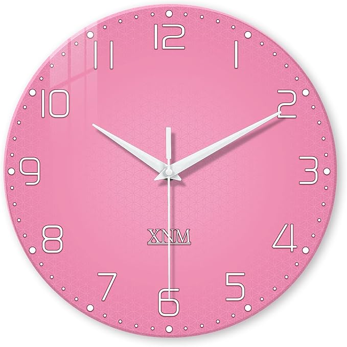 XNM Round Small Wall Clocks Battery Operated 12 Inch Pink Wall Clock by XNMwallclock