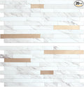 AULIGET 20 Sheets Faux Stone White Marble Peel and Stick Backsplash, PVC Mixed by AULIGET