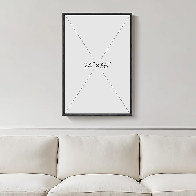 Framed Black and White Abstract Beach Canvas Wall Art, Modern Minimalist Art - Image 3