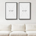 Framed Neutral Abstract Wall Art Set of 2, Minimalist Block Lines Pictures - Image 3