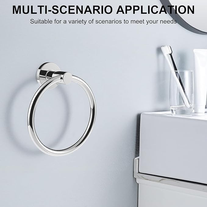 SetSail Towel Holder for Bathroom Wall 4 Packs Towel Ring Stainless Steel Heavy - Image 7