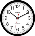 Sharp Wall Clock – Black, Silent Non Ticking 14 Inch Quality Quartz Battery by SHARP