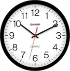 Sharp Wall Clock – Black, Silent Non Ticking 14 Inch Quality Quartz Battery by SHARP