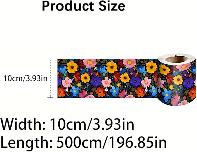 Colorful Floral Wallpaper Border 196x4 Inch Peel and Stick Wall Border - Image 4